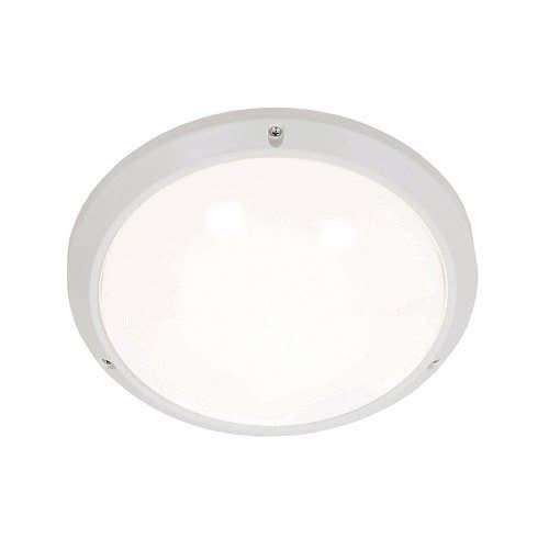 White Outdoor Wall Light IP44 Round Bulkhead Diffused