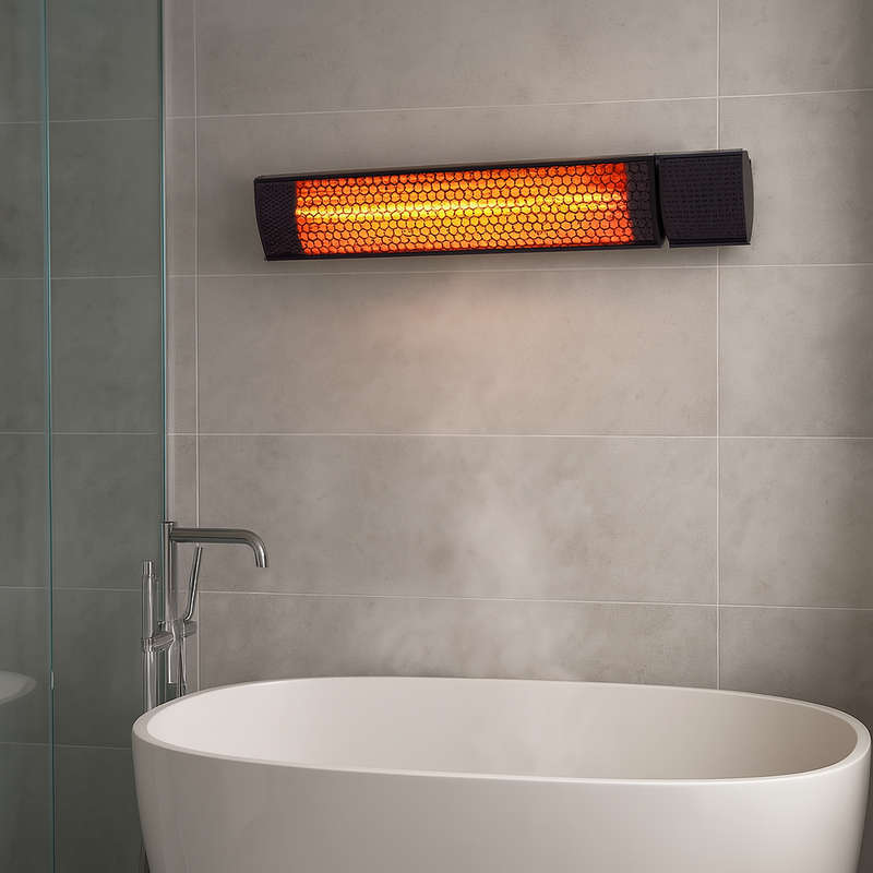 Black 2000W Halogen IR Heater - IP65