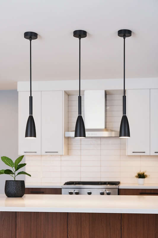 Black Metal Pendant 1 Light