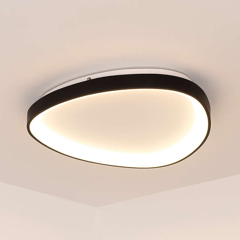 Large Ovoid Black LED Ceiling Fitting Dimmable Warm White