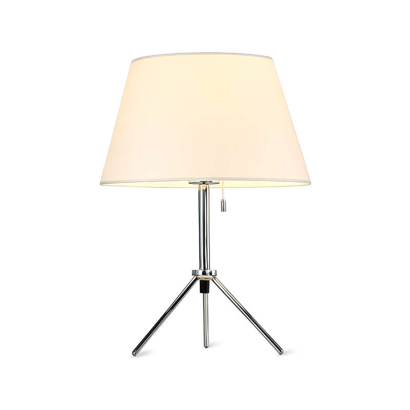 Tripod Chrome Table Lamp & Fabric Shade