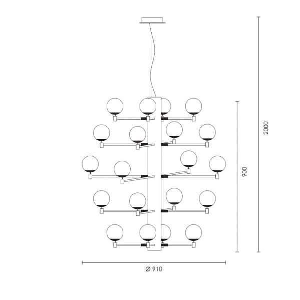 TwentyOrb Black Pendant Light (Spazio)