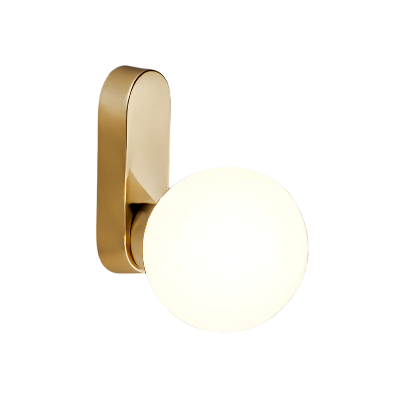 Spazio Gold LED Wall Light Opal Glass IP44