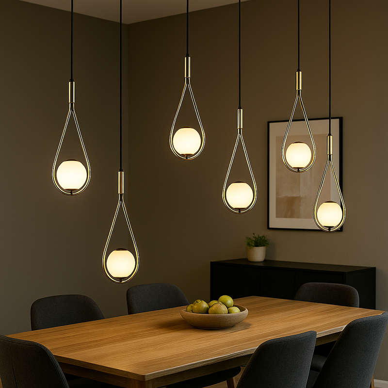 Satin Gold LED Pendant Light - Tear Drop Design