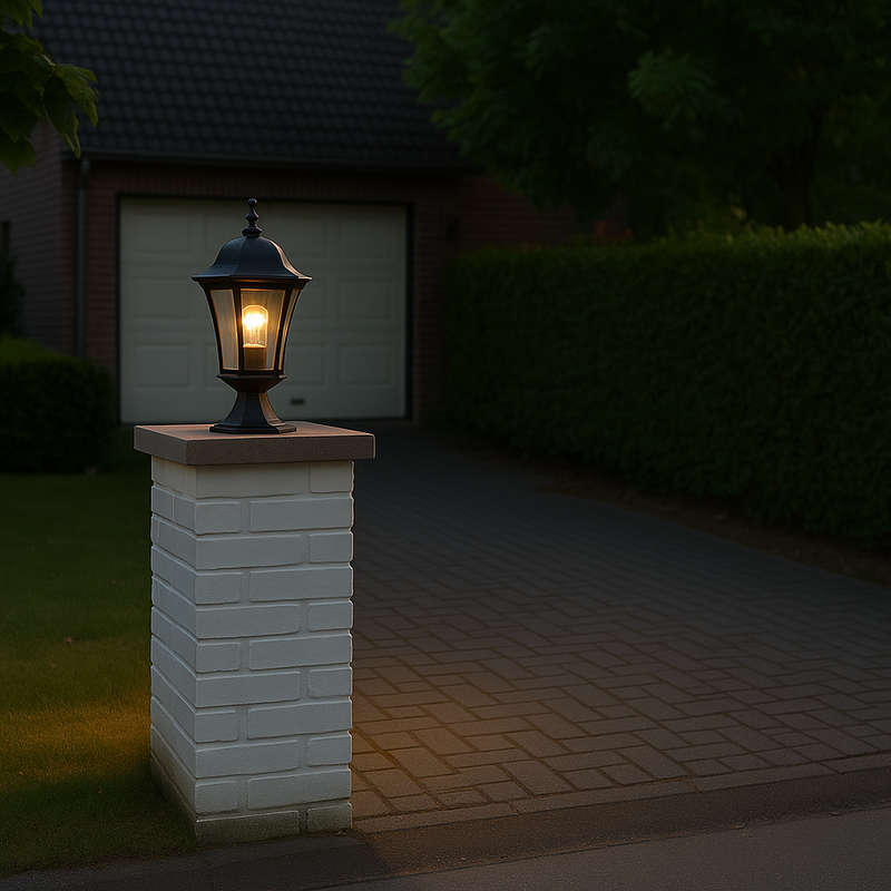 Black Outdoor Pillar Light - Die Cast Aluminium IP33