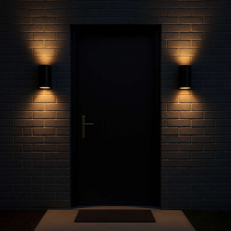 Black Outdoor Wall Light Tempered Glass IP44