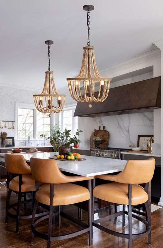 Mari White Washed Beaded Chandelier
