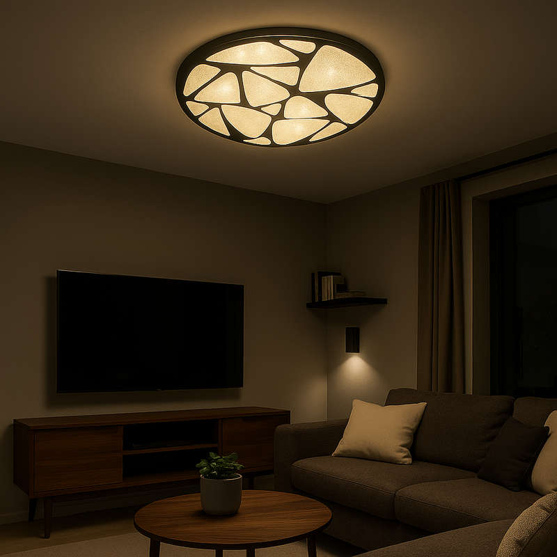Pebble Crystal Sand Black LED Ceiling Light