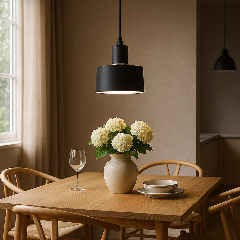 Black Metal Pendant 1 Light