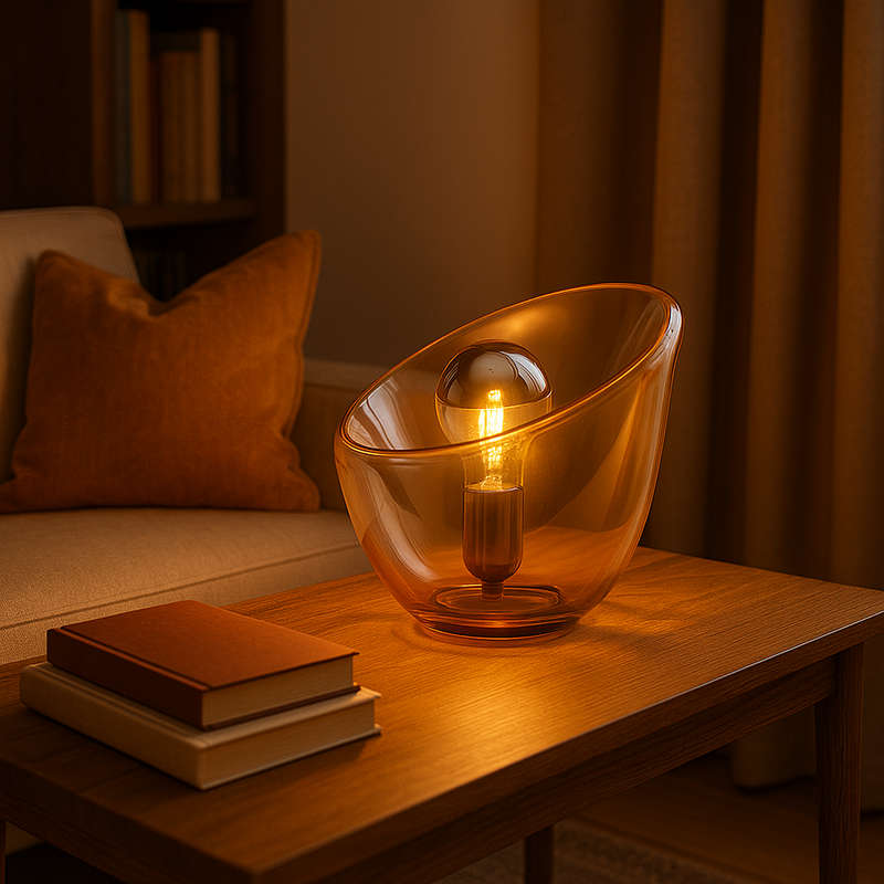 Arum Lily Amber GlassbTable Lamp