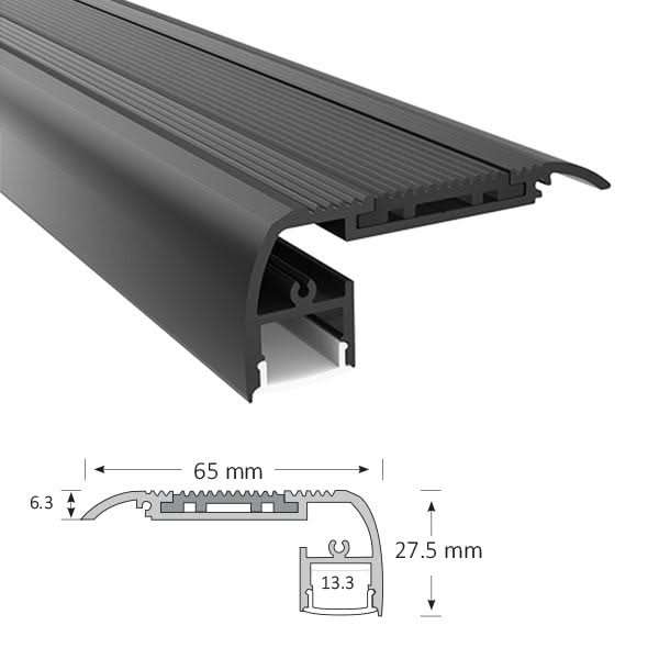 LED Stair / Step Profile Black - Downlight