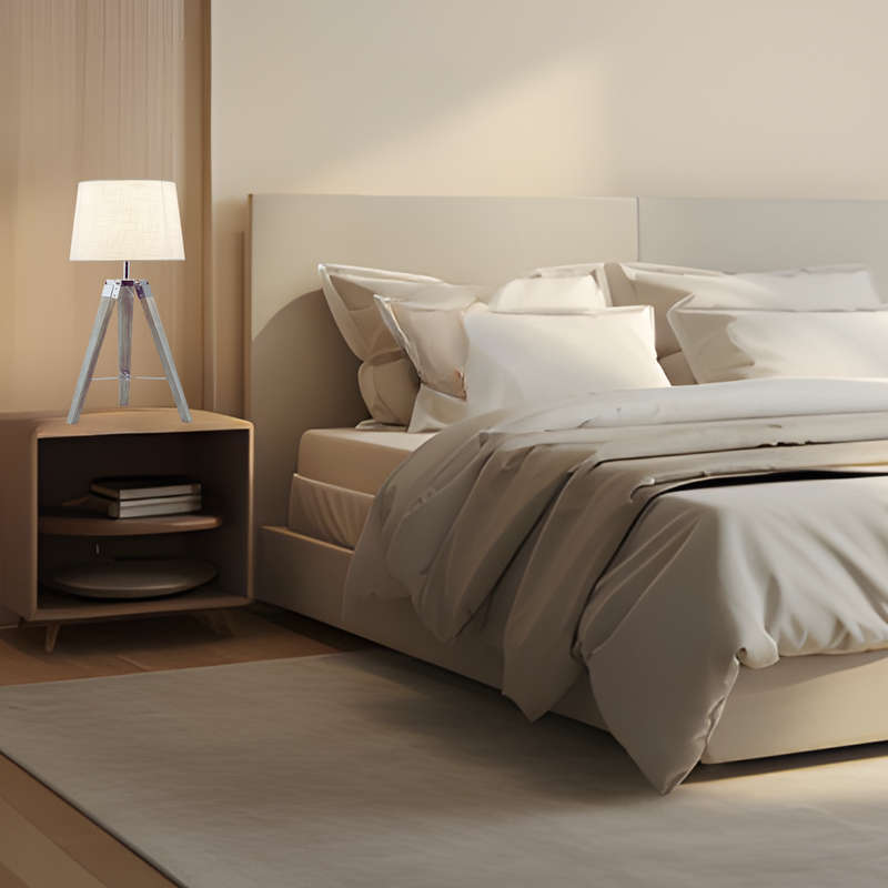 Arabella Wood & Chrome Table Lamp