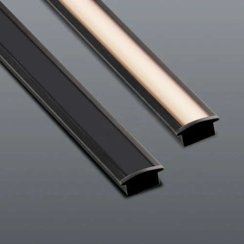 LED Extrusion with Frosted Cover - Black A4 Recessed Profile (2m Complete) (Spazio)