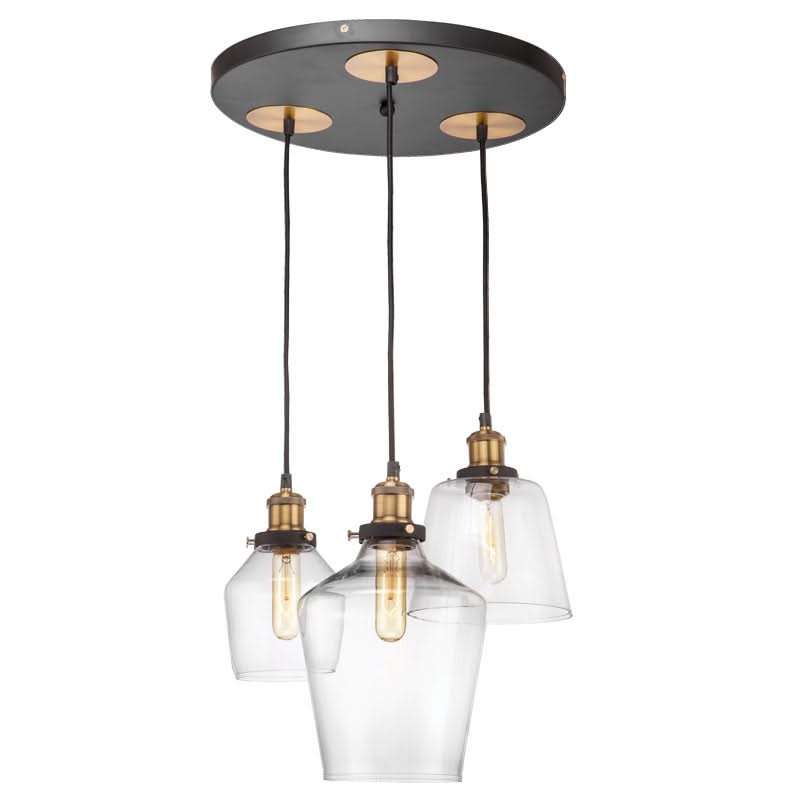 Antique Brass & Glass Cluster Pendant Light
