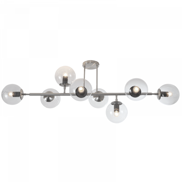 8 Light Satin Chrome Ceiling Light with Clear Glass