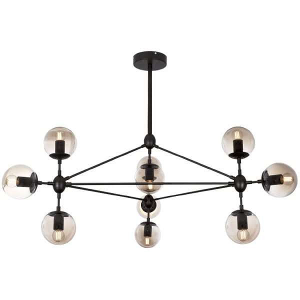 Span 10 Light Black & Amber Chandelier