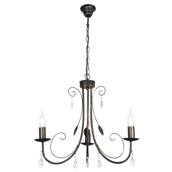 Black Metal Chandelier - Acrylic Crystals