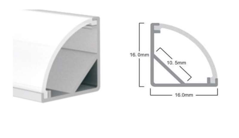 LED Extrusion with Frosted Cover - Corner A13 Profile Complete (3m)