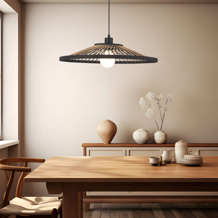 Hara Bamboo & Metal Pendant Light