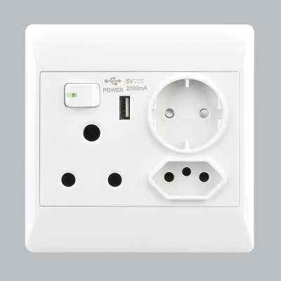 EPL White Socket - 16 Amp Socket + New RSA Socket + USB + Schuko
