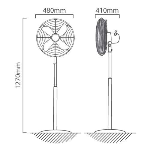 Satin Chrome Standing Floor Fan