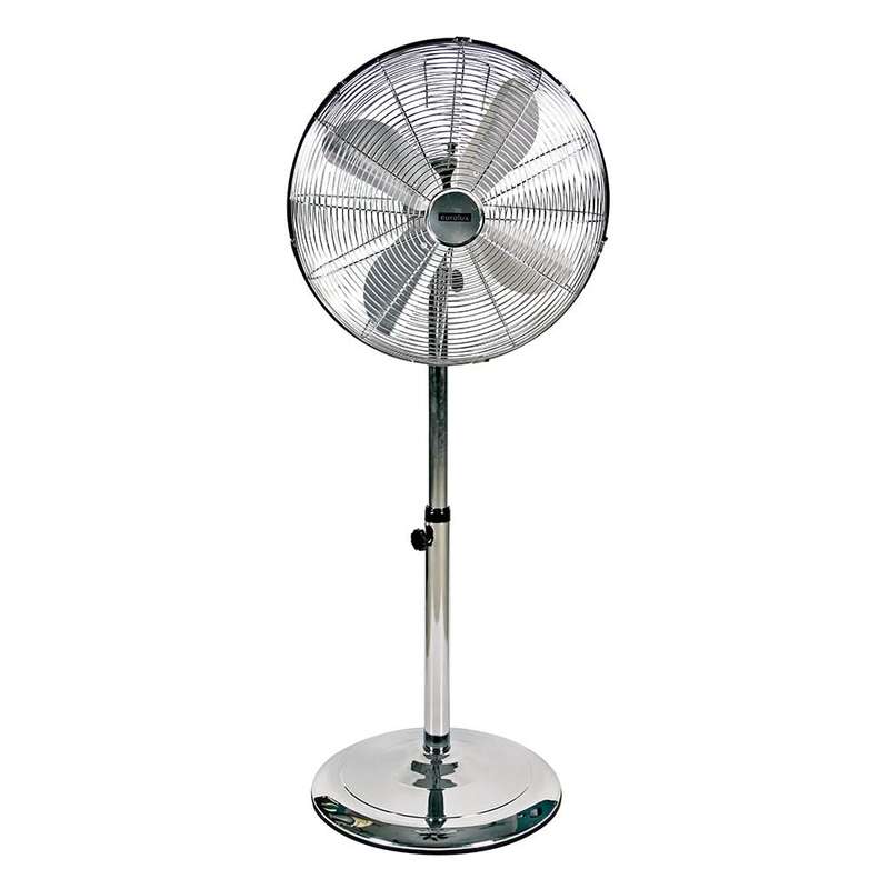Satin Chrome Standing Floor Fan