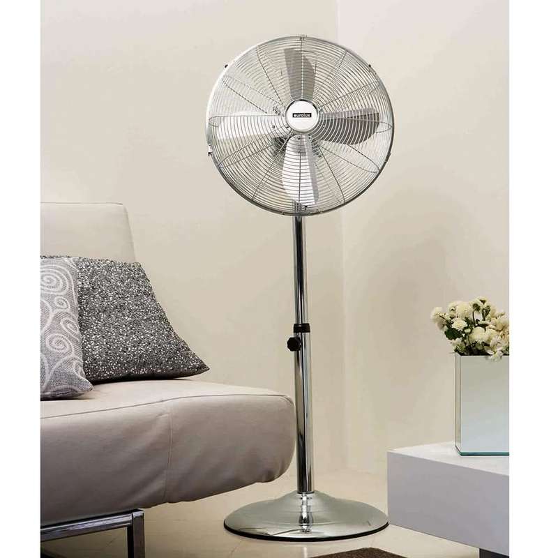 Satin Chrome Standing Floor Fan