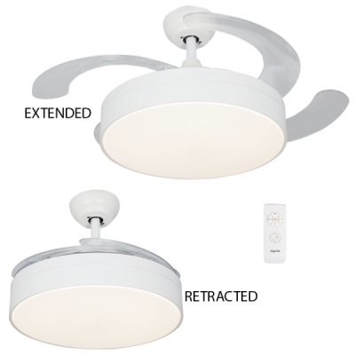 4 Blade White Retractable Fan