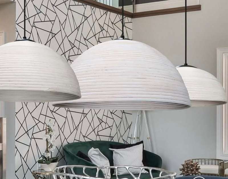 Breyten Antique White Rattan Pendant Light