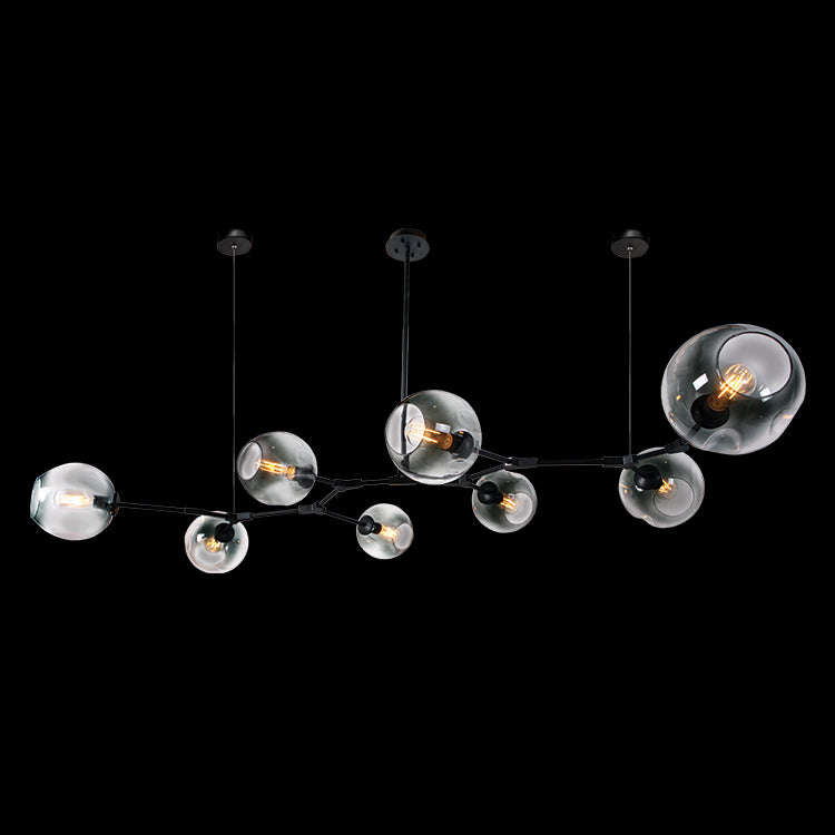 Black 8 Light Molecule Horizontal Pendant