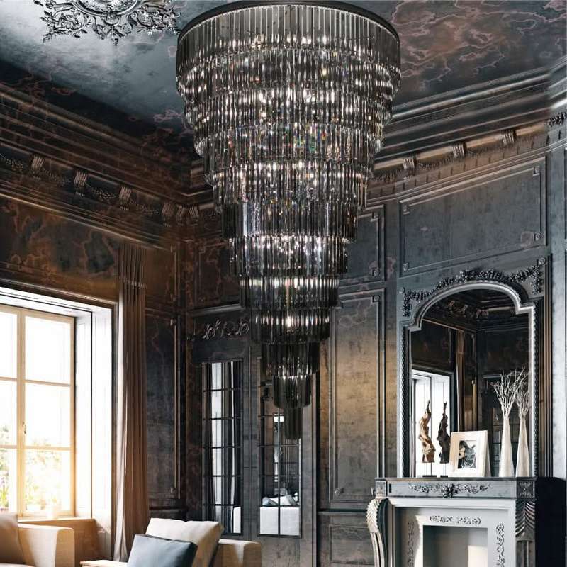June Black 12 Tier Crystal Chandelier