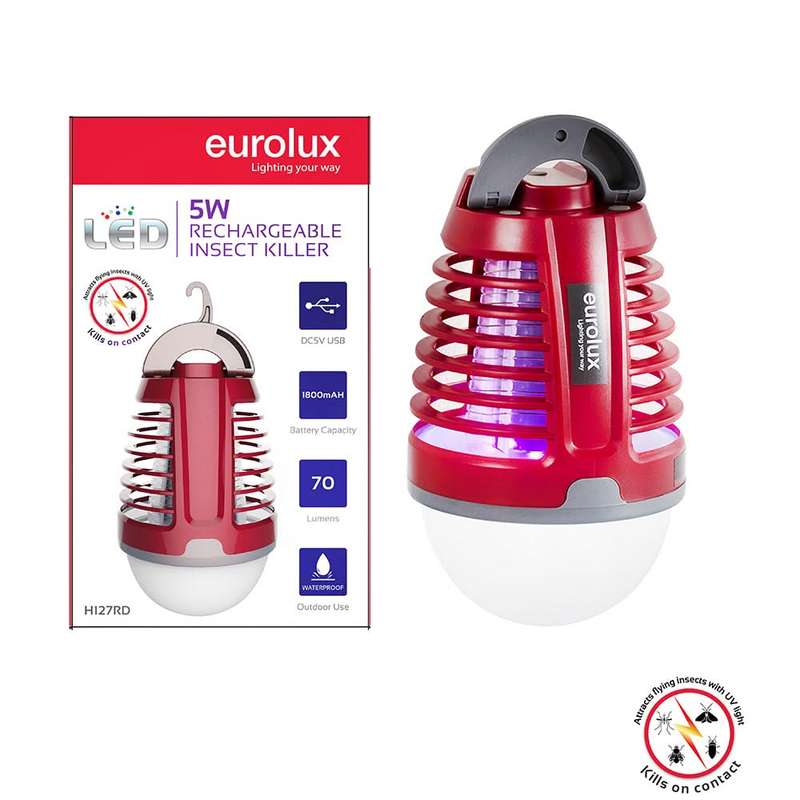 Rechargeable LED Camping Mosquito / Insect Killer - White / Red