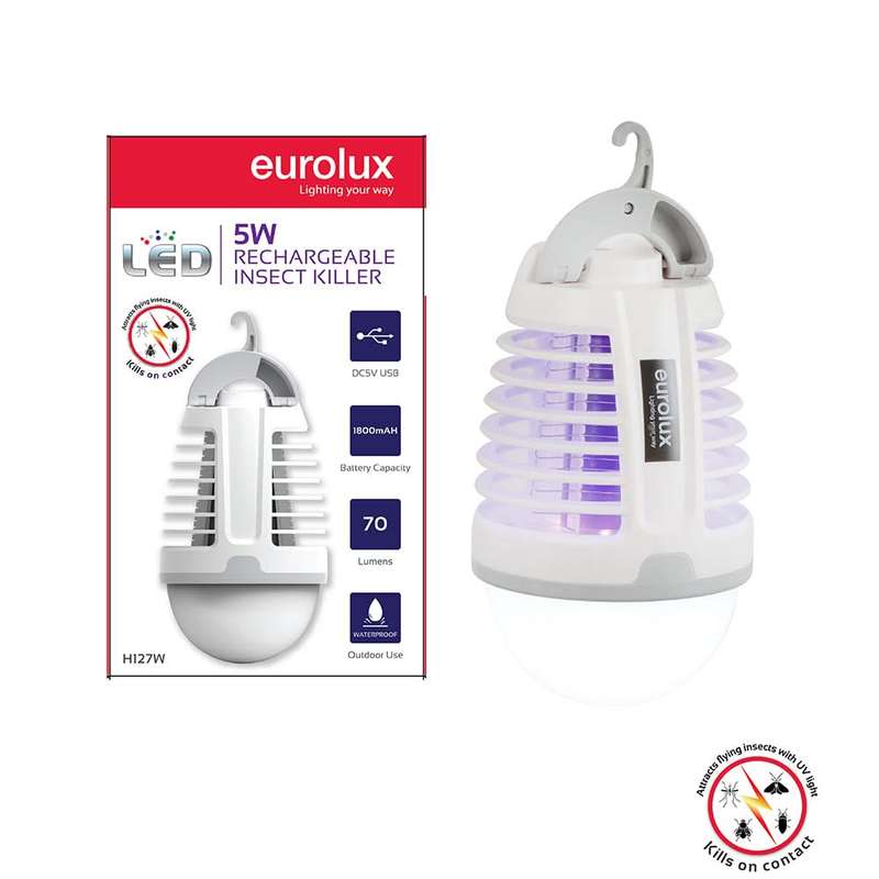 Rechargeable LED Camping Mosquito / Insect Killer - White / Red