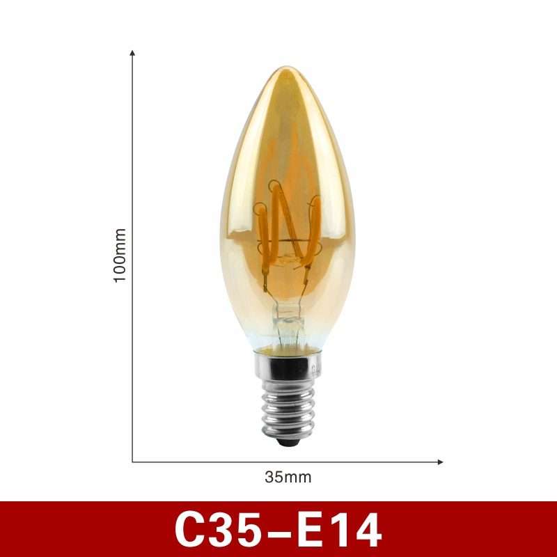 LED Bulb - Amber LED Filament Candle Bulb (Dimmable)