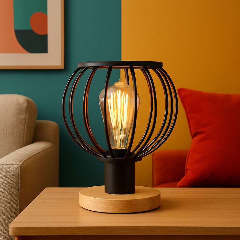 Beatriz Light Wood Table Lamp Metal Finish Minimalist Design