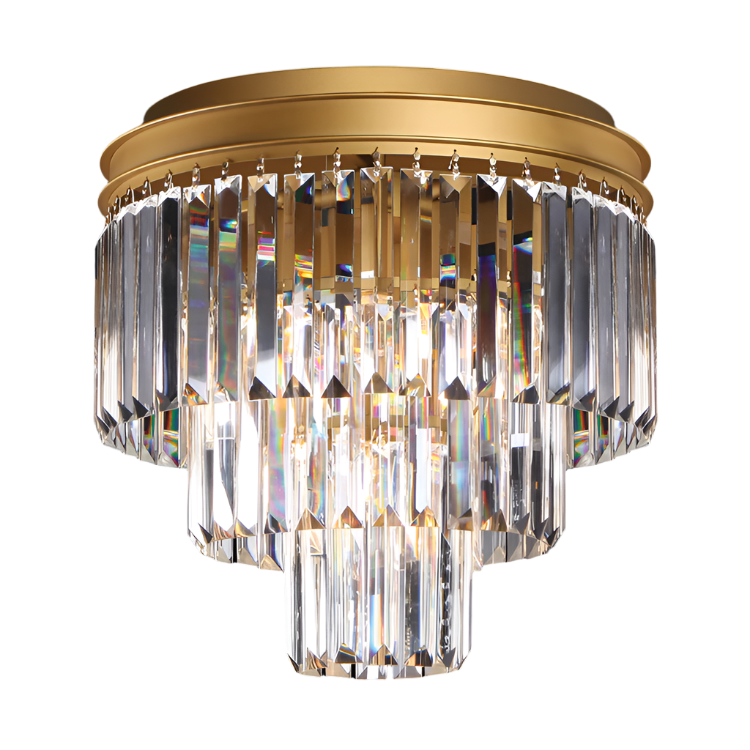 Satin Gold & Crystal Ceiling Fitting Aria