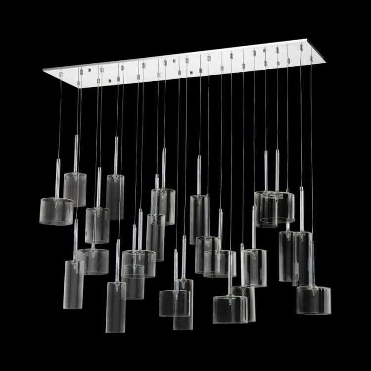 24 Light Chrome Glass Pendant Cluster