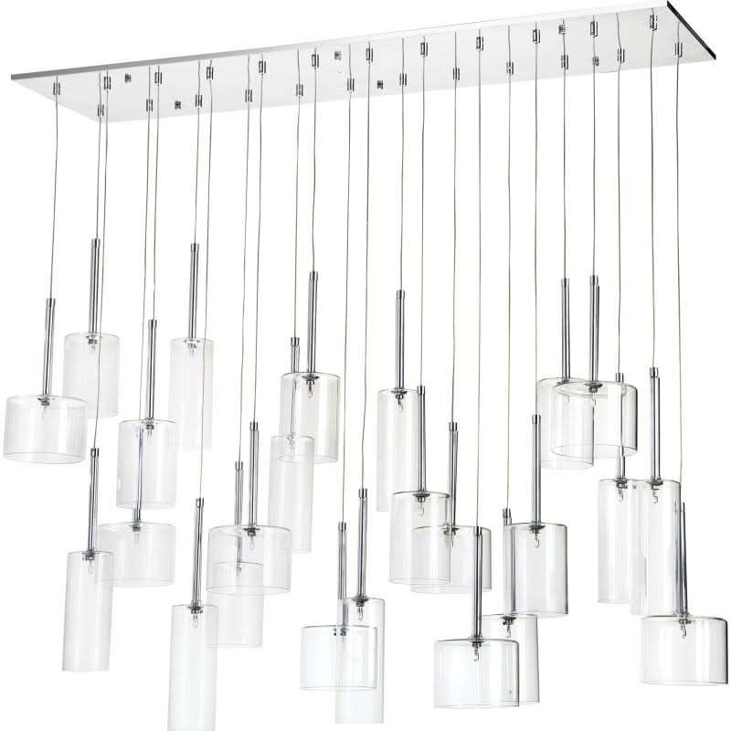 24 Light Chrome Glass Pendant Cluster