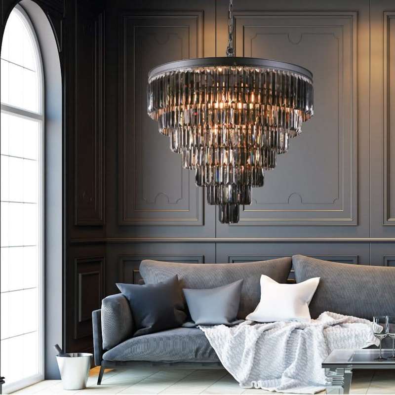 Charcoal Grey 7 Tier Crystal Chandelier