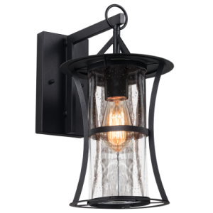 Decorative Iron and Clear Speckled Glass Wall Light
