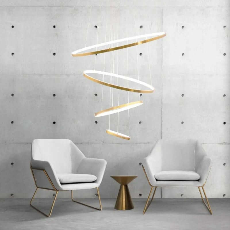 Gold Mega Ribbon LED Pendant Light (Dimmable) - 4 Ring