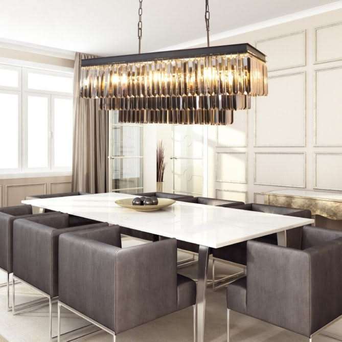 Smoke Crystal Rectangular Chandelier
