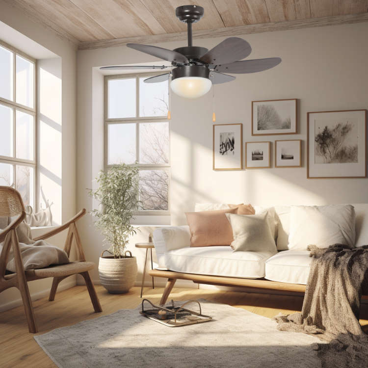 6 Blade Black Ceiling Fan