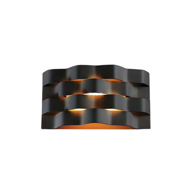 Medium Ripple Black LED Wall Light IP20