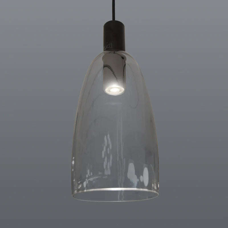 Malaga Matt Black Pendant Light Smokey Glass Shade