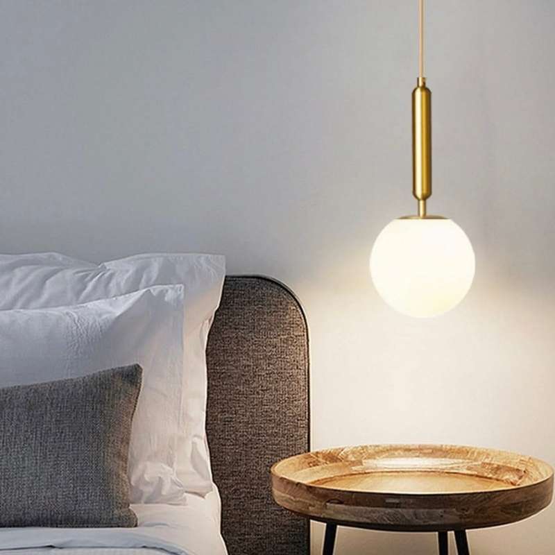 Fizz Pop Small Frosted White Glass and Antique Brass Pendant