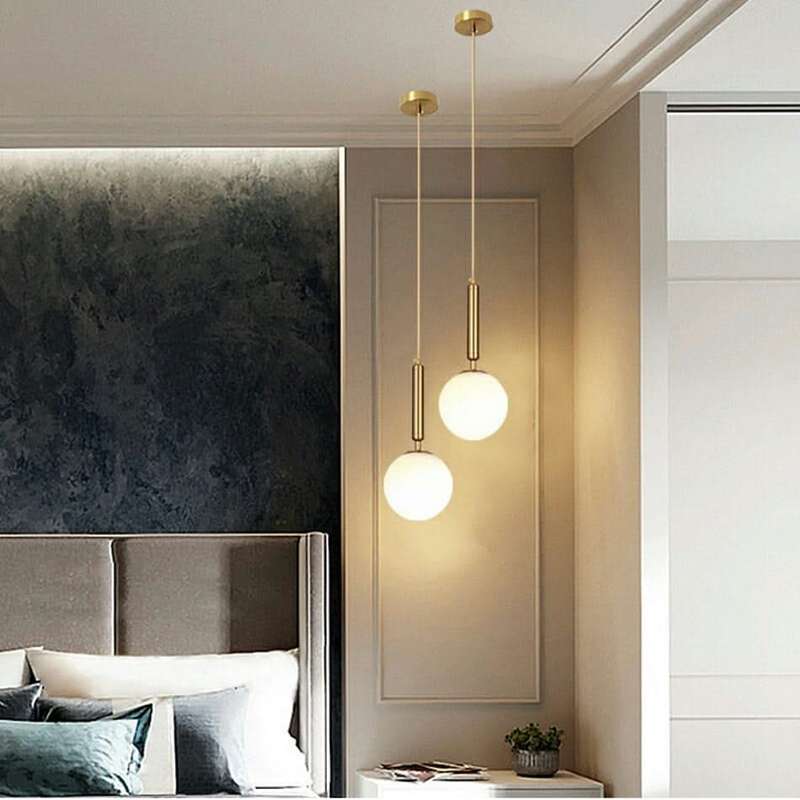 Fizz Pop Small Frosted White Glass and Antique Brass Pendant
