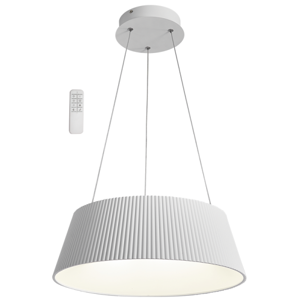 White Metal and Acrylic LED Pendant with Remote Control