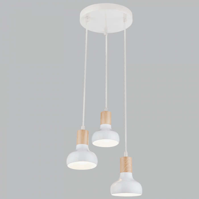 White Wood Finish Pendant Light