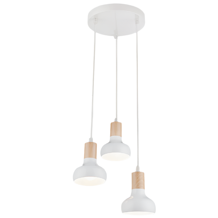 White Wood Finish Pendant Light